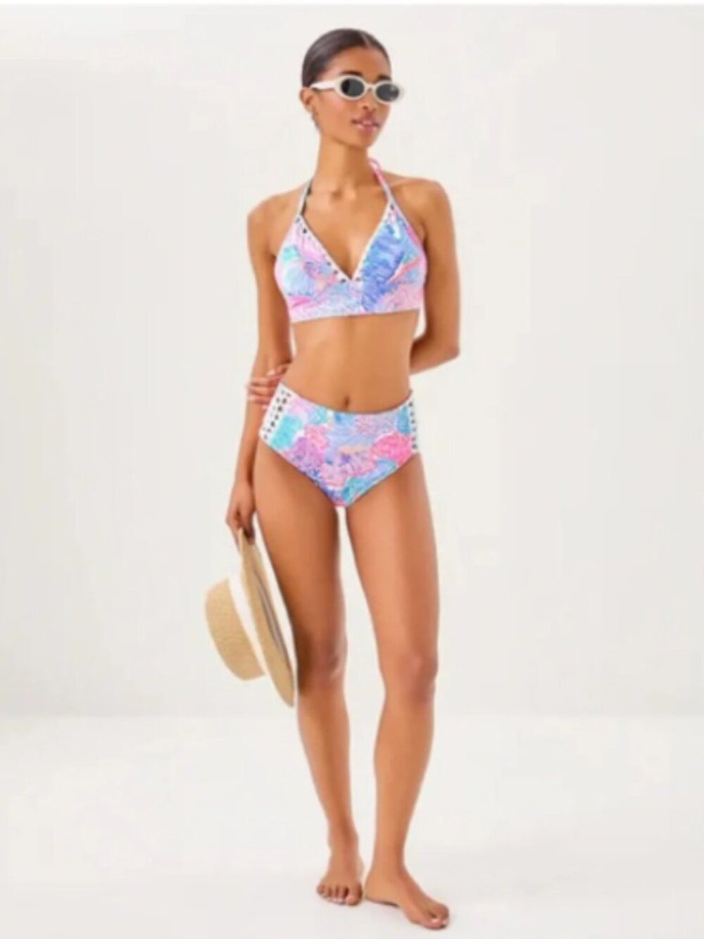 Lilly Pulitzer Halter Bikini Set Jovian - Lamina High Waist Bottoms - Size 6